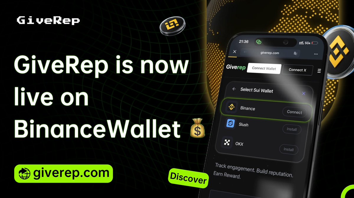 algendy1x's tweet image. GM @GiveRep fam&apos;s 
happy Sunday 12_10
_____
Exciting update! @GiveRep is officially live on @BinanceWallet @binancezh 🎉🔥
You can now experience GiveRep directly through your Binance Wallet — merging SocialFi and InfoFi into one powerful ecosystem where your influence becomes…