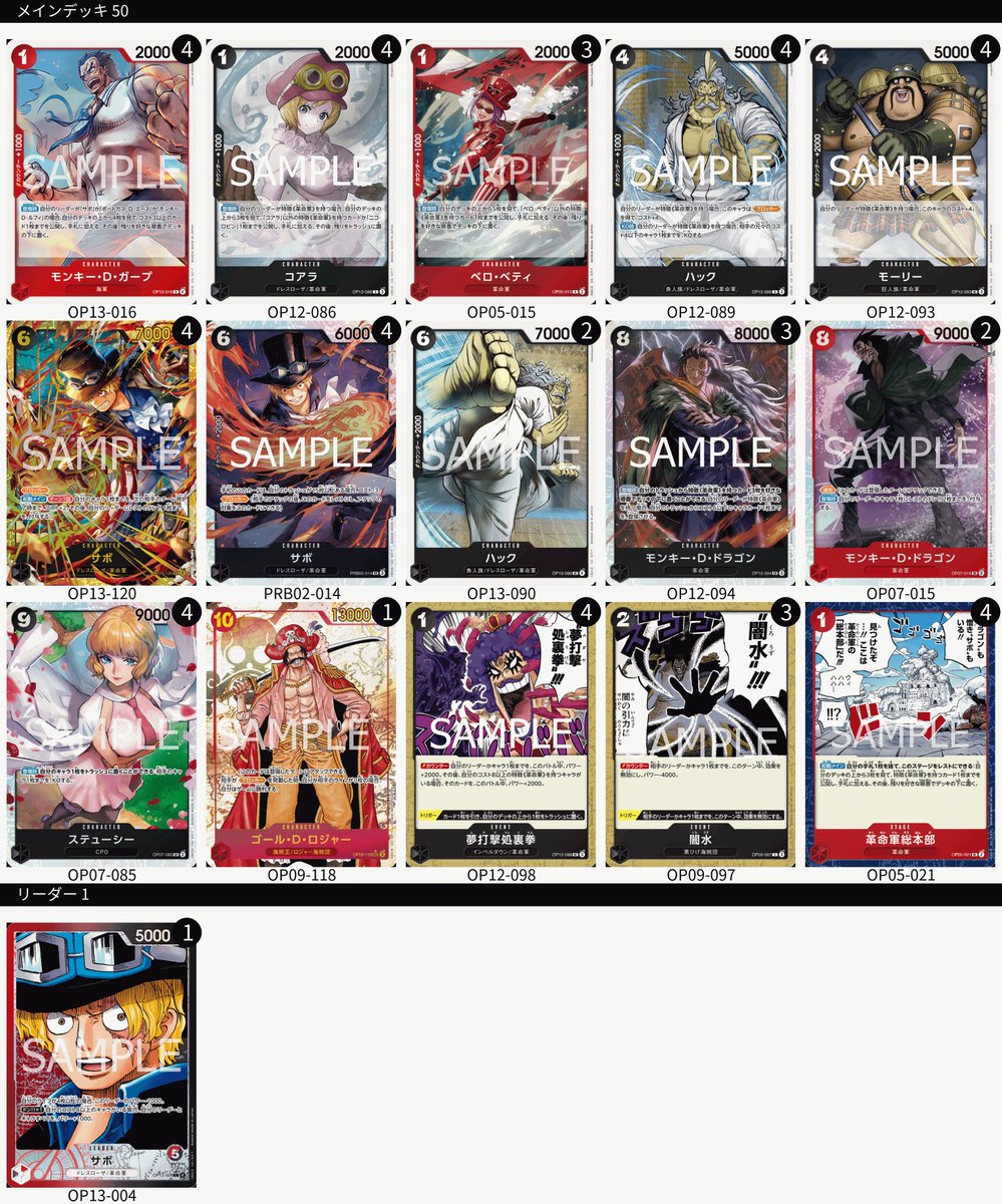 フラシ🚩

　『優勝🏆』

使用:赤黒サボ🔴⚫️
ティーチ　先行⭕️
イム　　　後攻⭕️
イム　　　先行⭕️
緑ゾロ　　後攻⭕️
階段崩れでfin.

サボが私を勝たせてくれる🎩
4月に優勝して以来のフラシなので２連覇中
ワンピ完全復帰へ。長考は反省。

推しでの優勝はやっぱり嬉しい🥳🥳