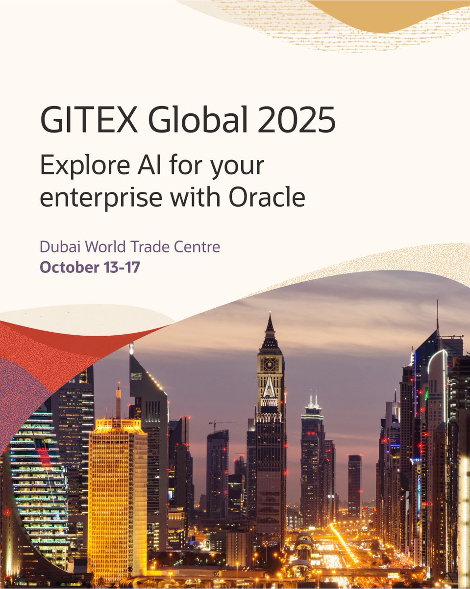 Oracle_ME's tweet image. Hello from @GITEX_GLOBAL 👋🇦🇪 

Join us at #GITEXGlobal to explore #Oracle&apos;s industry-leading Enterprise AI innovations ☁️🤖

📍 Hall 4, Stand C50 @DWTCOfficial 

📅 13 to 17 Oct

social.ora.cl/6013AqvaN