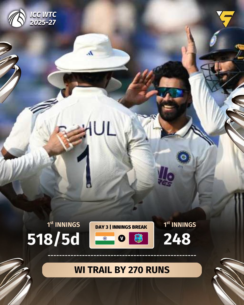 Sportify777's tweet image. The West Indies have been bowled out for 248 in their innings against India 🏏
#INDvWI | #WTC27 | #Sportify