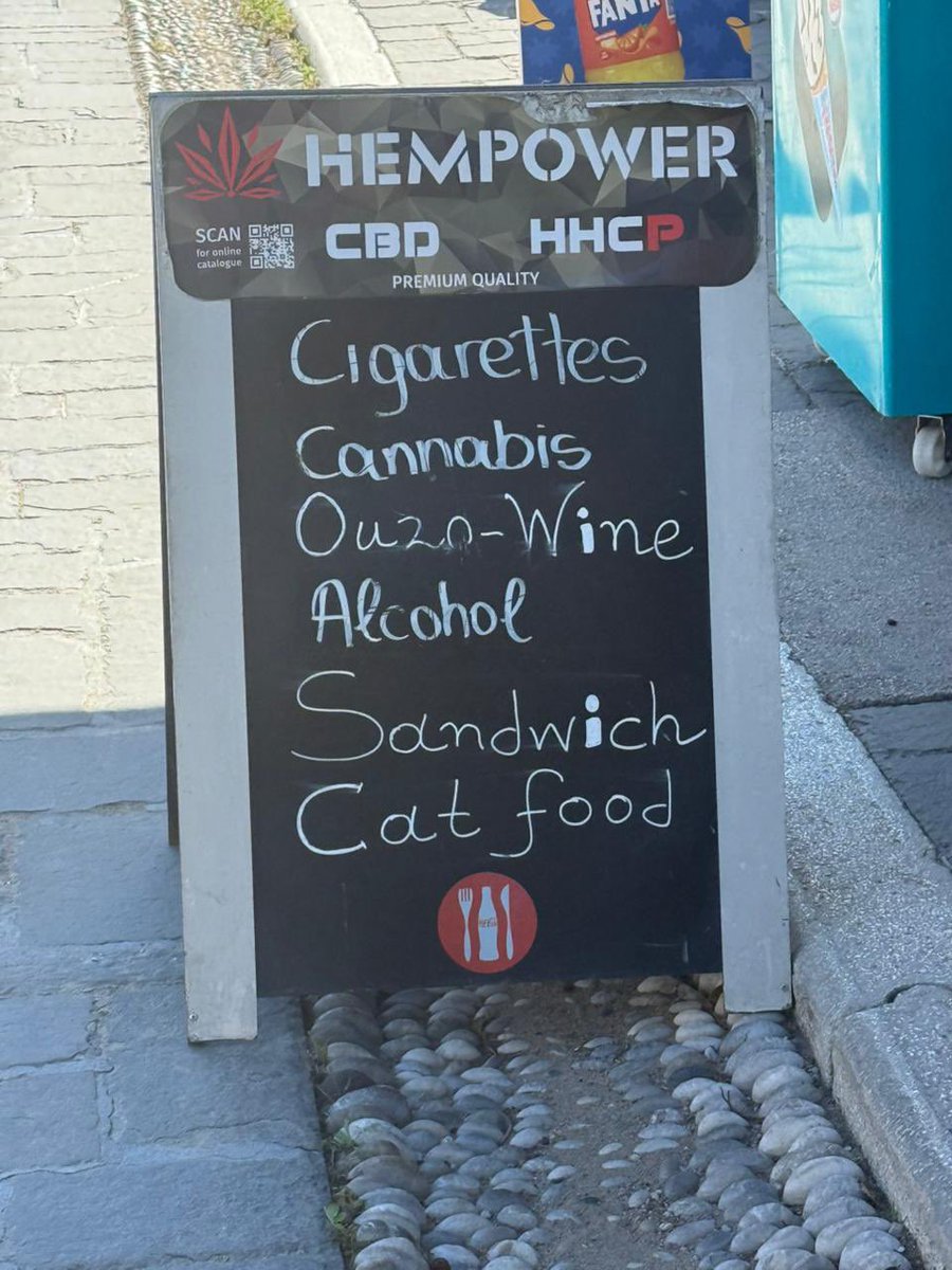 Steven O (@steven_oconnor1) on Twitter photo The shops in Greece are awesome. 
Ouzo? - yep
Cannabis? - check 
Cat hungry? - no problem The shops in Greece are awesome. 
Ouzo? - yep
Cannabis? - check 
Cat hungry? - no problem