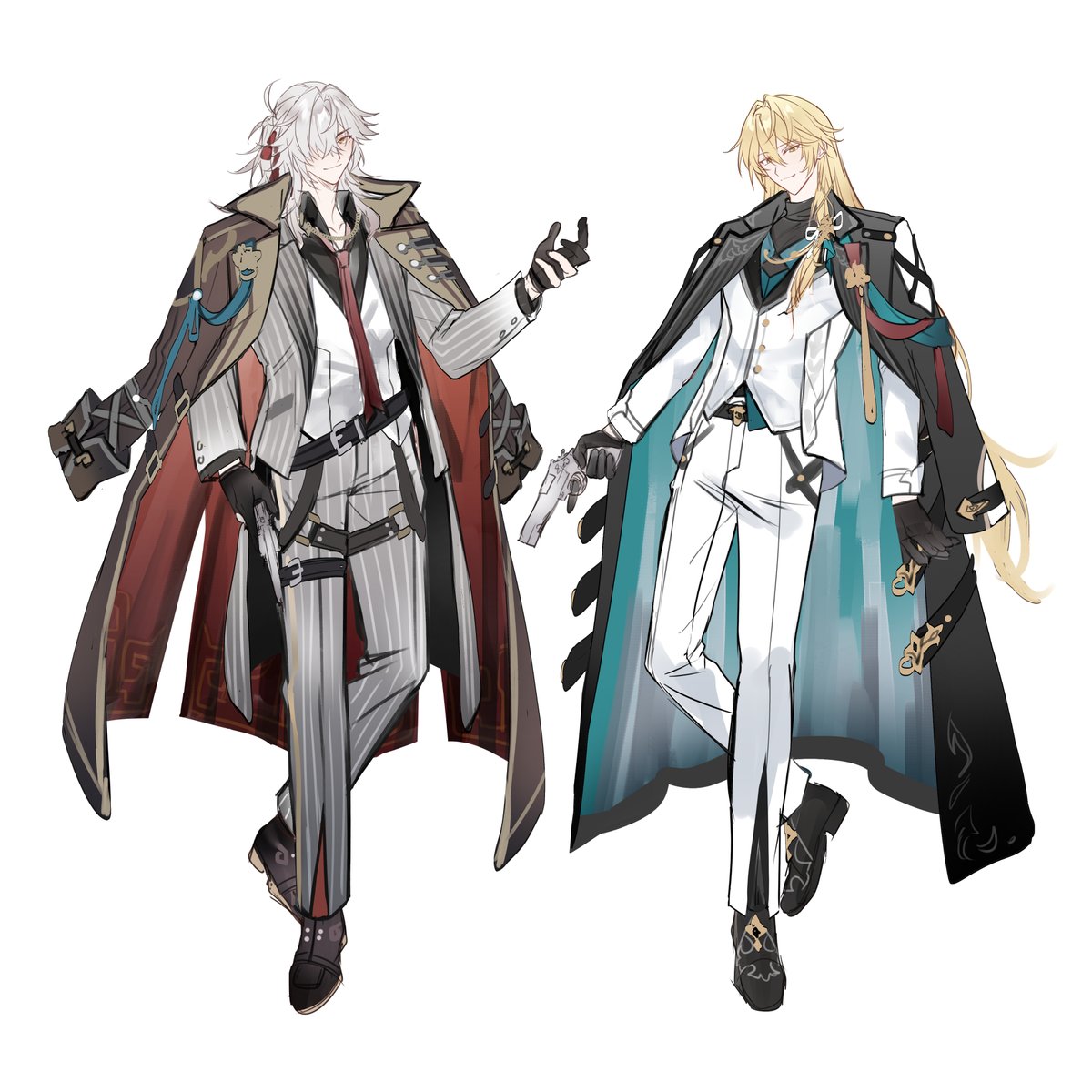 _oh4tahsr's tweet image. Design sketch (Mafia AU)