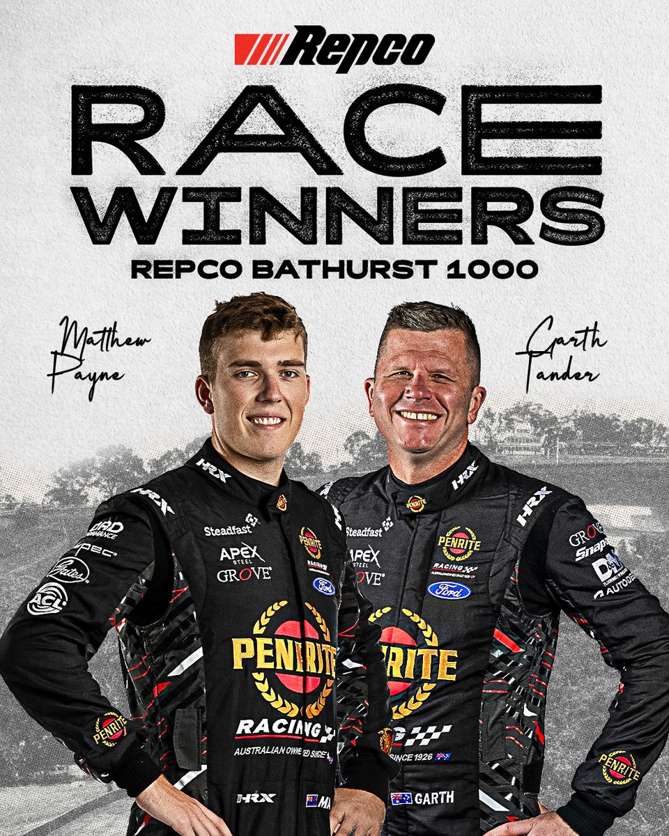 ABSOLUTE CINEMA 🤩

Matthew Payne and <a href="/GarthTander/">Garth Tander</a> win the <a href="/RepcoAustralia/">Repco Australia</a> Bathurst 1000! #RepcoSC #Supercars #Bathurst1000