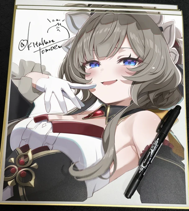 コミ1で頒布する傀儡ちゃん色紙の現物が到着しました 当日はこれにサイン描いて配りまくります( ╹⋏╹) #サンドローネ #原神