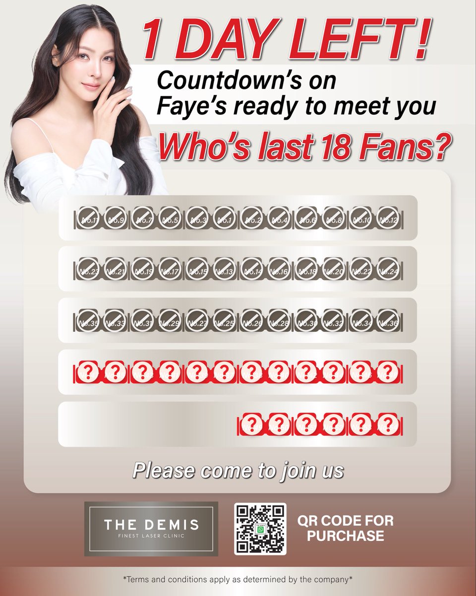 thedemisclinic's tweet image. It’s happening TOMORROW!!
Only 18 seats left — don’t think, just click💥
See you in the most special moment 💫

อีกไม่กี่ชั่วโมงเท่านั้น!! 🔥
เราจะได้เจอคุณฝ้ายแล้ว
18 ที่นั่งสุดท้าย! แล้วเจอกันพรุ่งนี้ค่ะ

#TheDemisXFaye #TheDemisXFayePresenterLaunch #TheDemisClinic #FayePeraya