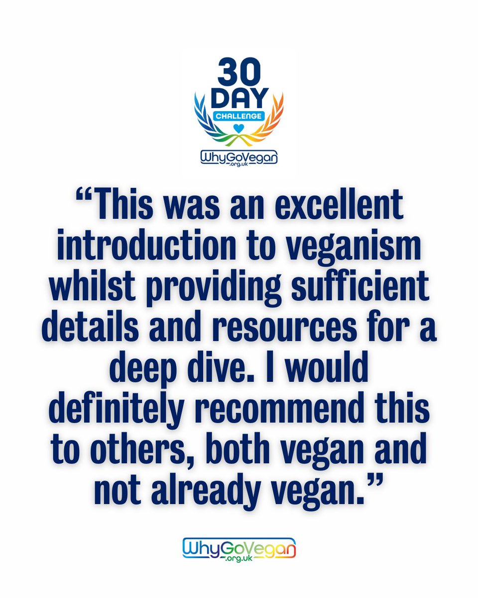 The Why Go #Vegan 30-Day Challenge is a free, educational journey that invites you to expand your understanding of #veganism  - a way of life rooted in #compassion, #justice, and respect for all living beings. 
Start any time - sign up #free at whygovegan.org.uk/wgv-30-day-cha…