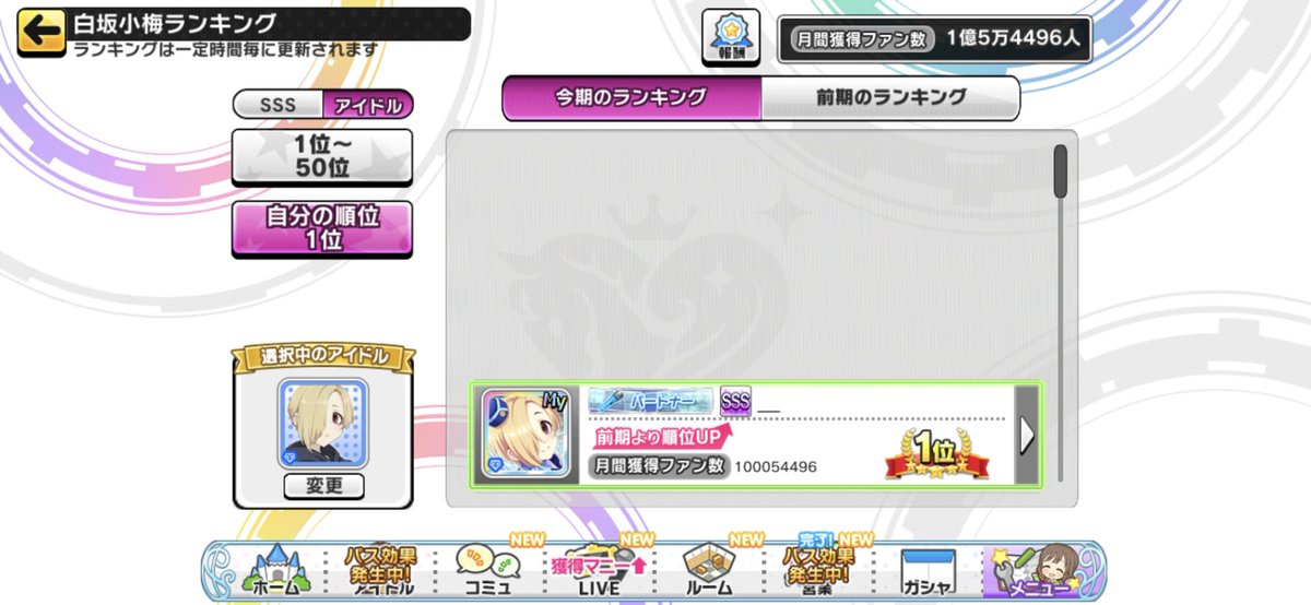 月間1億　疲れました