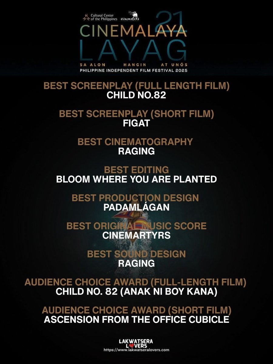 HelloLakwatsera's tweet photo. Here are the first set of winners for #Cinemalaya2025 https://t.co/uZpVxSe9ZM