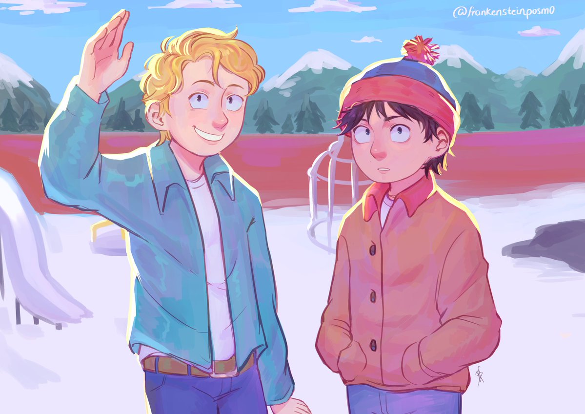 i think i never uploaded this drawing I made for a SP Easter Event on Tumblr, It was the first time i drew Stan and Gary and even tho it was a casual drawing, I have a certain affection for it 🩵💙 #southpark #myart #spstary #stanmarsh #garyharrison