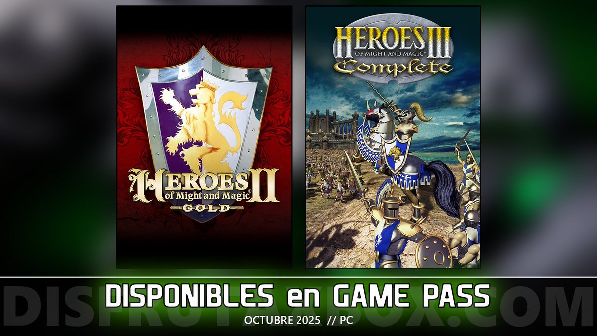 DisfrutaXbox's tweet image. Heroes of Might and Magic II y Heroes of Might and Magic III ahora están disponibles en Game Pass Ultimate y PC (Ubi+)

disfrutaxbox.com/2025/10/heroes…

#XboxGamePassUltimate