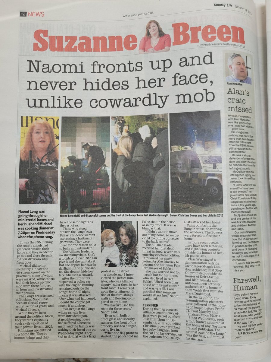 Thanks to <a href="/SuzyJourno/">Suzanne Breen</a> for her thoughtful piece in the Sunday Life today