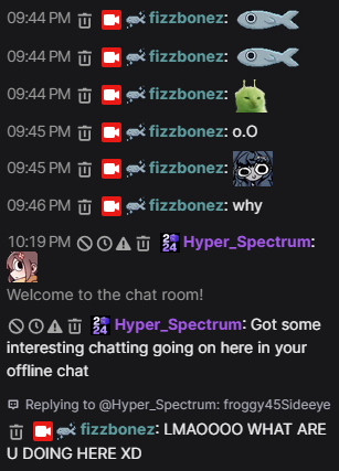 fizzbonez's tweet image. NOT SOMEONE COMING INTO MY OFFLINE CHAT WHILE IM TESTINFG OBS STUFF LMAOOOOOOO