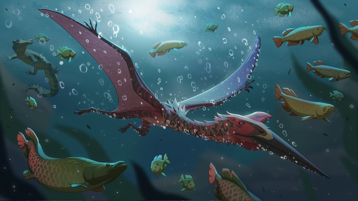 Shesterrni's tweet image. #PathOfTitans
Quetzalcoatlus in its natural habitat🐟