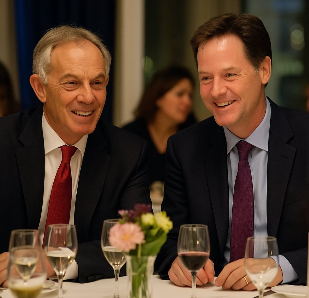 Class_C_Project's tweet image. While most of us are juggling bills, ex-Prime Ministers and cabinet men are busy hosting private dinners with Silicon Valley billionaires.
Tony Blair and Nick Clegg, the old “opponents” turned business partners, have been wining and dining tech executives and sitting ministers…