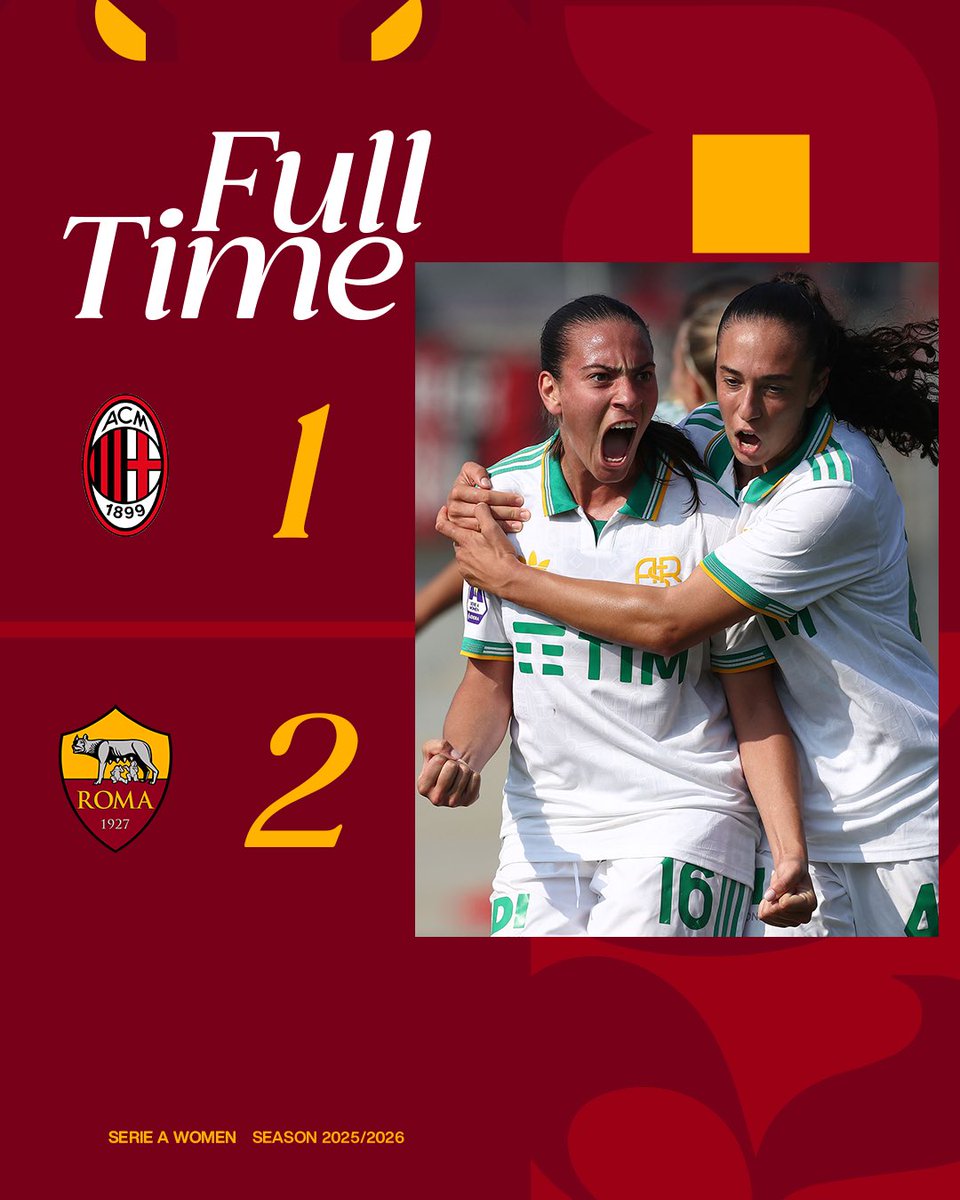 VINCIAMO NOIIIIIII!!!!

⚽️ Corelli
⚽️ Giugliano

#MilanRoma 1-2 | #ASRomaFemminile