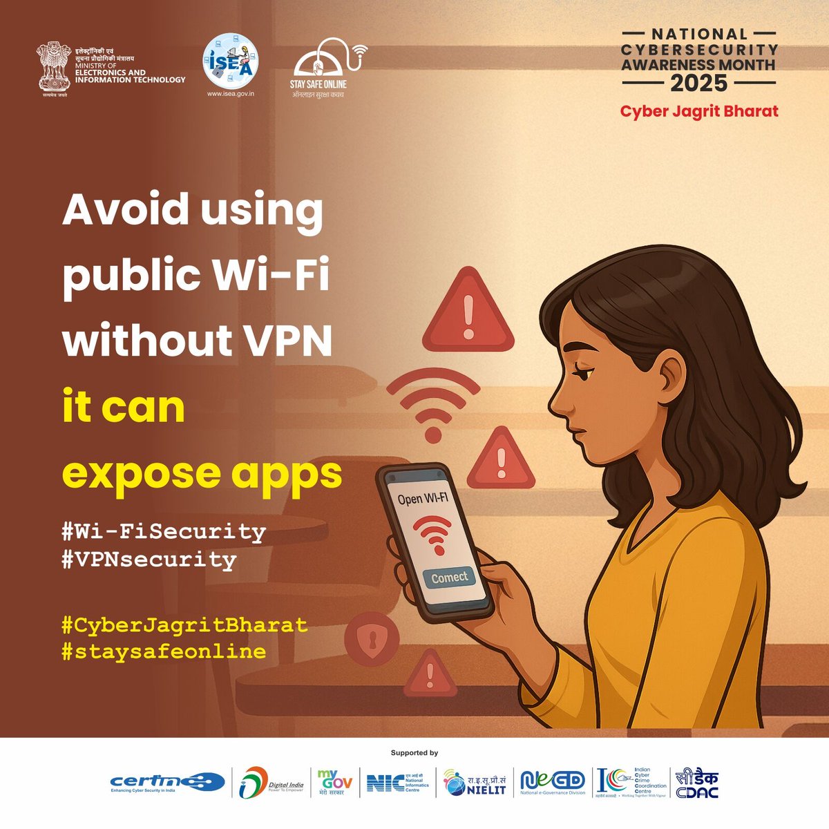 SSOIndia's tweet image. 💡 Public Wi-Fi may seem convenient, but is it really safe?
Without a VPN, your apps and data are open to hackers. Stay smart—secure your connection before you connect. 🔐

#CyberSecurity #WiFiSecurity #VPNProtection #OnlineSafety #CyberAwareness #StaySafeOnline #DigitalSafety…
