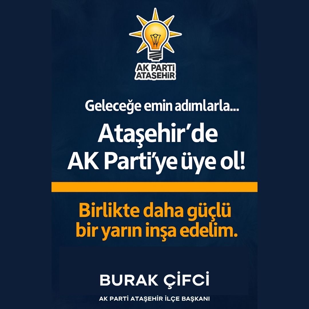 Kıymetli Komşularımız,

AK Partimizin en büyük gücü gönülden bagli uyelerimizdir.

Hanenizden ve komsularinizdan üye olmayan yakınlarınızı akuyelikistanbul.org sitesine yönlendirerek kolayca ön kayit oluşturtabilirsiniz.

"Üyelik sizden, kahveler bizden" diyerek yapılan