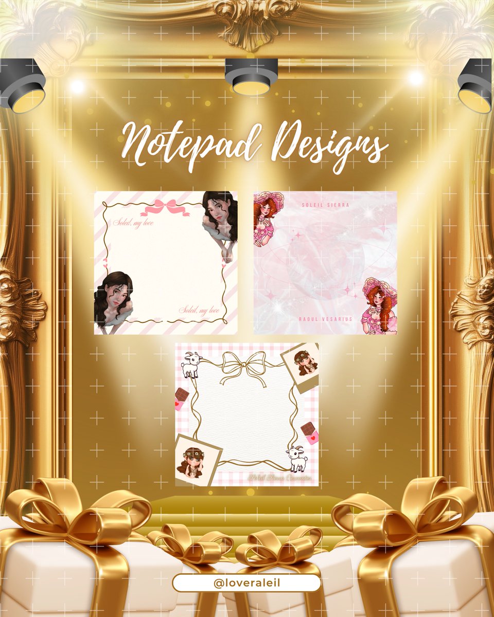 loveraleil's tweet photo. @dmrsriego Notepad designs reveal! Designed by yours truly for all our amazing winners 🎨💖

#Raleil8thAnniversary
#InfinityYearsWithRaleil
#RaleilSandsOfTimeless https://t.co/4AEX0yQdZc