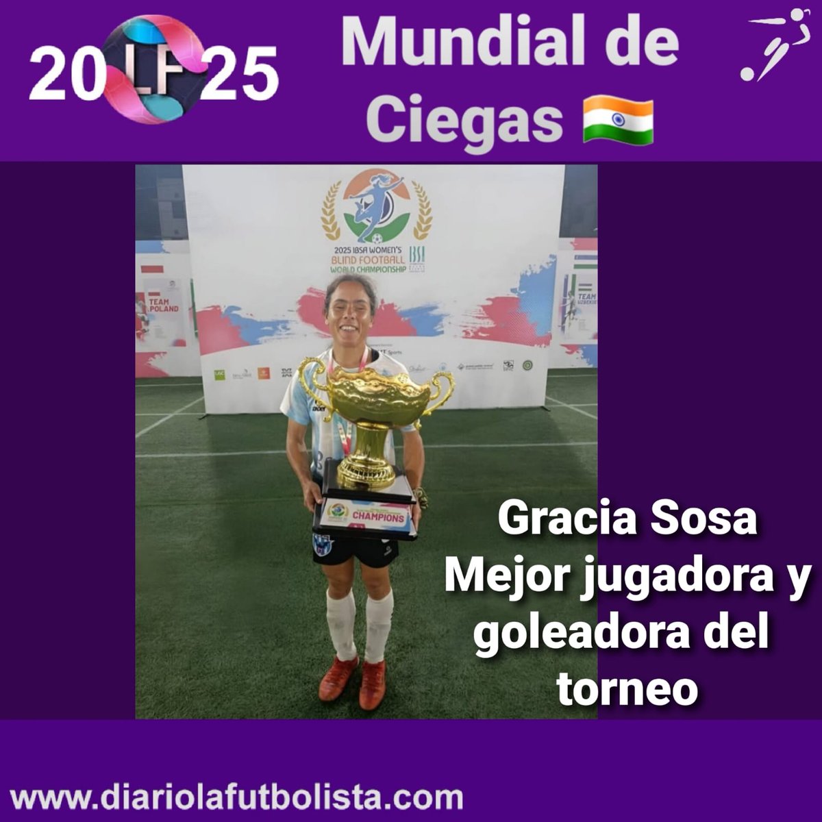 DiarioLaFutbol's tweet photo. Mundial de Fútbol para Ciegas: Argentina bicampeona. Orgullo albiceleste.
Las Murciélagas derrotaron en la Final a Inglaterra, 2-0, con golazos de Yohana Aguilar y Gracia Sosa. Campaña invicta con 5 triunfos y arco en cero.
https://t.co/H8kd8Msotj https://t.co/mIRIhDb92G