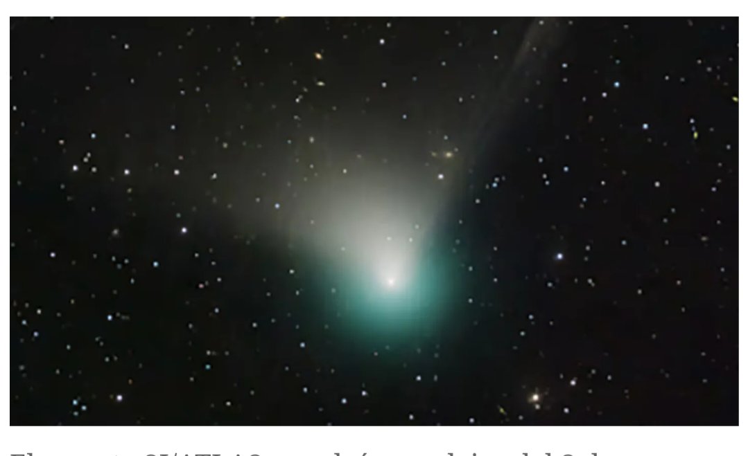 carlosfmon55's tweet photo. El cometa #3ATLAS no deja de sorprender: expulsa agua a chorros en pleno espacio profundo
Este fenómeno fue registrado por el Observatorio Neil Gehrels Swift de la NASA, el cual detectó el gas hidroxilo (OH), generó un alto interés científico por su origen y composición https://t.co/Zo8A8yqpWj