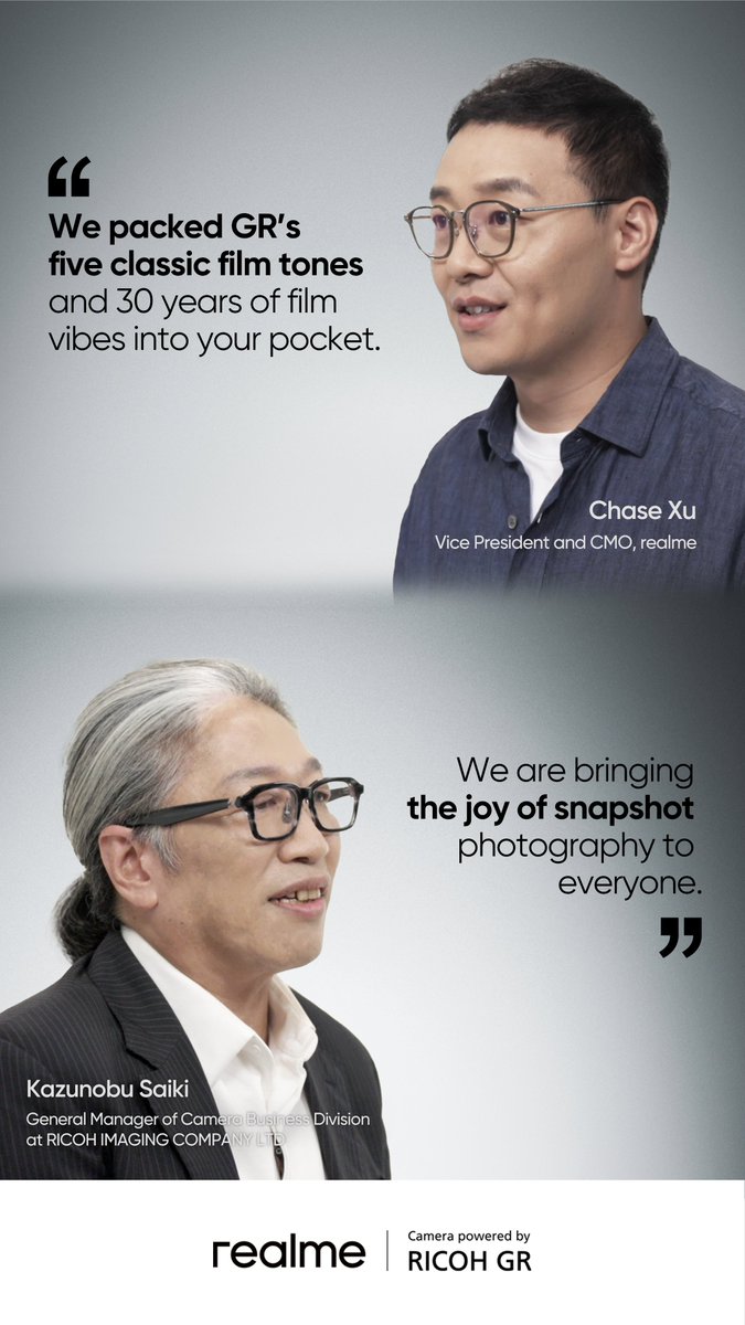 realme Global (@realmeglobal) on Twitter photo Discover insights from the talk between Kazunobu Saiki and Chase. 
#realmexRICOHGR #4YearsInOneSnap #SnapbyNoRules #realmeGT8Pro Discover insights from the talk between Kazunobu Saiki and Chase. 
#realmexRICOHGR #4YearsInOneSnap #SnapbyNoRules #realmeGT8Pro