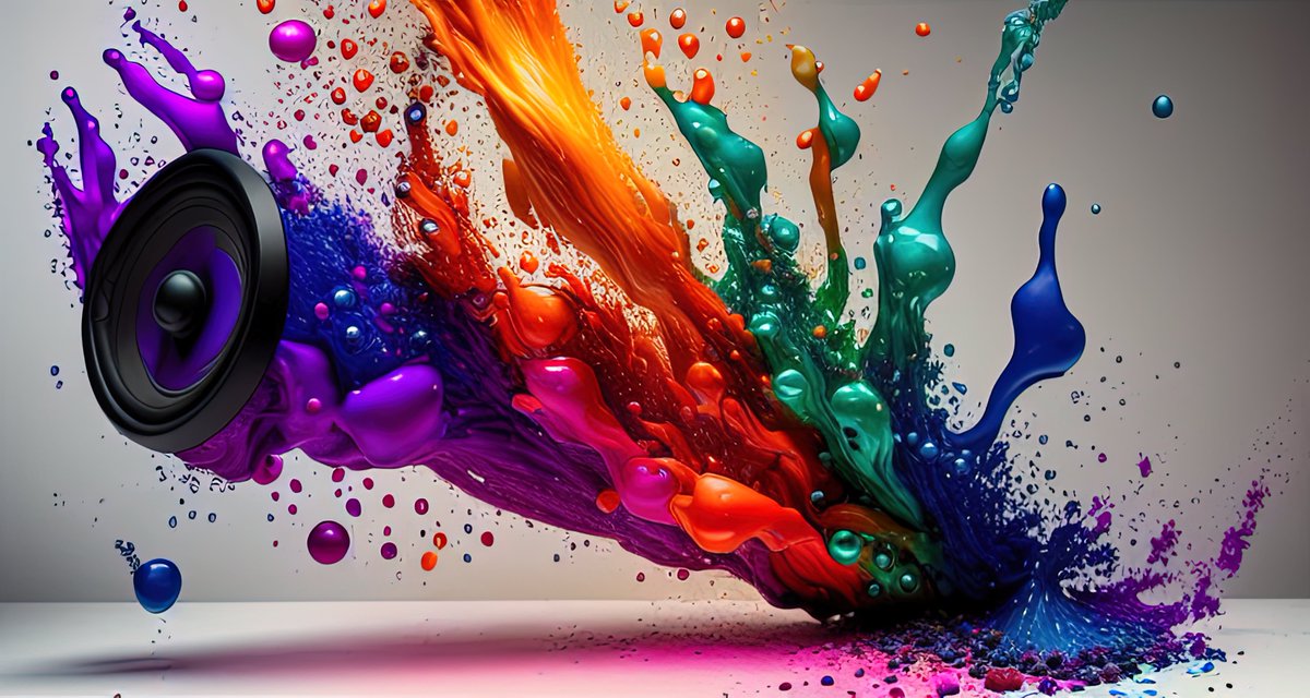 NoBanksNearby's tweet image. This drINKop, straight from the source. You see that speaker blasting out sound waves of pure liquid rebellion? A torrent of vibrant purples and deep blues explodes into fiery oranges and reds, intertwining with electric teals. Each suspended droplet, each dynamic splash, tells a…