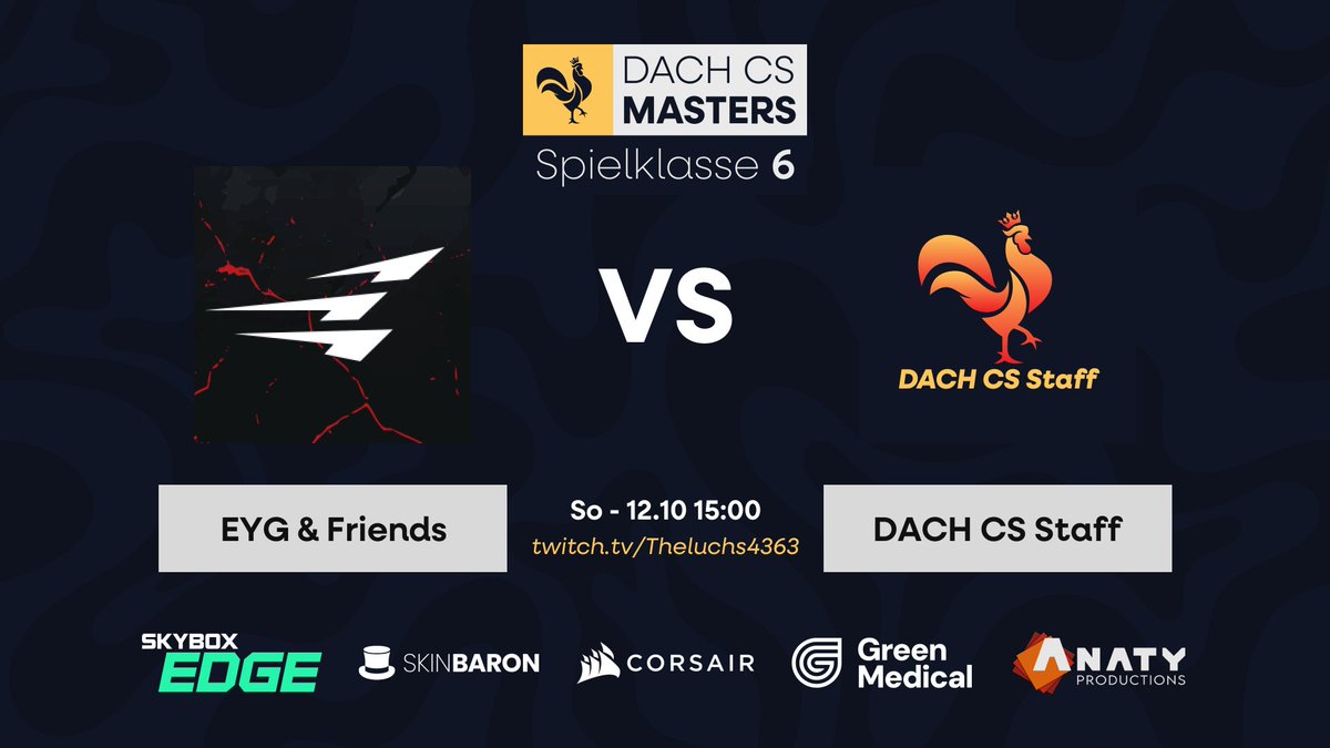 dachcs's tweet image. Das Wetter draußen ist echt nicht so das Beste, aber dafür haben wir gleich Glanzleistungen auf dem Server für euch! 🤩

Unser ungeschlagenes Staff Team spielt gleich gegen die ungeschlagenen @EntropyGaming &amp;amp; Friends! ⚔️

⏰ 15:00 Uhr
📺 twitch.tv/theluchs4363
🎙️ @Theluchs4363 &amp;amp;…