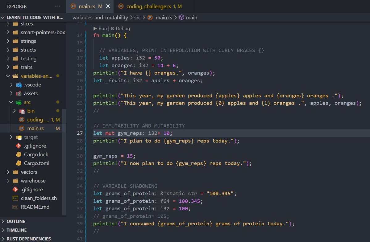 legend4tech's tweet image. Day  #2 , 🦀 Just wrapped up Section 2 of my Rust journey!

Learned about variables, mutability, shadowing, constants, scopes, interpolation, compiler directives &amp;amp; type aliases.

Rust’s focus on safety, clarity, and compile-time checks is next level 🔥
 #RustLang #100DaysOfCode
