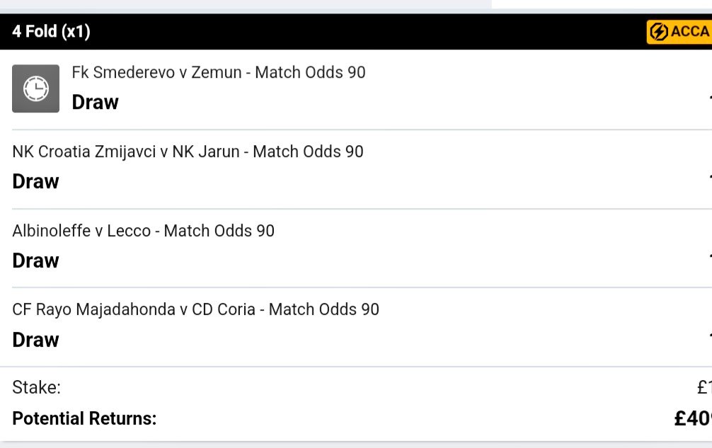 Dey with me👊

RISKY 

Gift: 250 odds (5/4 games)👉 Sportybet Code🤷‍♂️
 
👉 ₦50K giveaway when ANY SLIP wins