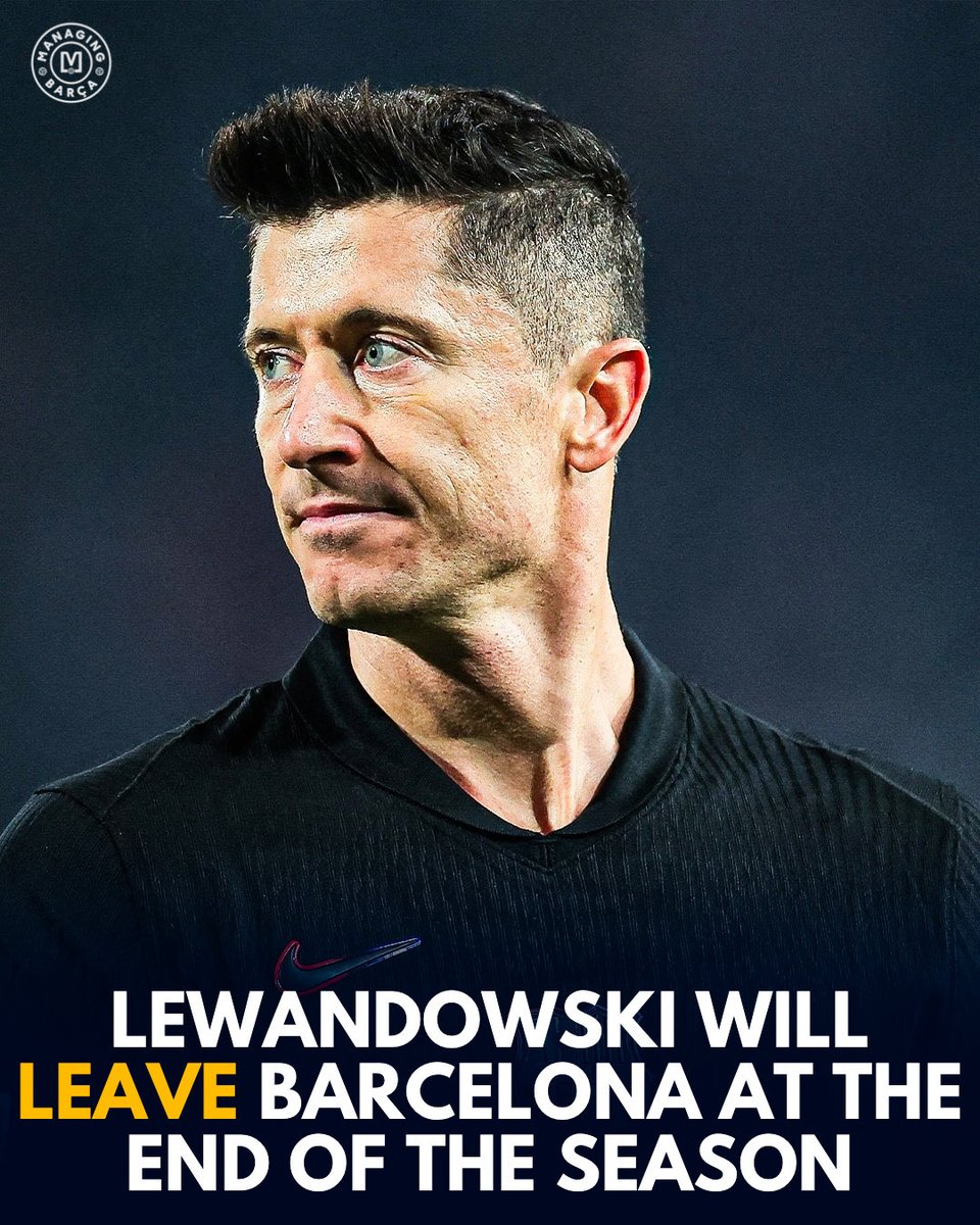 ManagingBarca's tweet photo. 🚨🚨🌕| BREAKING: FC Barcelona will NOT renew Robert Lewandowski’s contract. He will LEAVE as a free agent in the summer.

They considered the possibility of renewing Lewandowski’s contract and selling him to a Saudi Arabian club, but the player would prefer to stay in Europe and move to a European club.

Rather than pursuing a star like Julián Álvarez to replace Lewandowski next season, the club prefer a younger, affordable profile such as Levante’s Etta Eyong to compete with Ferran Torres.

[@sport]