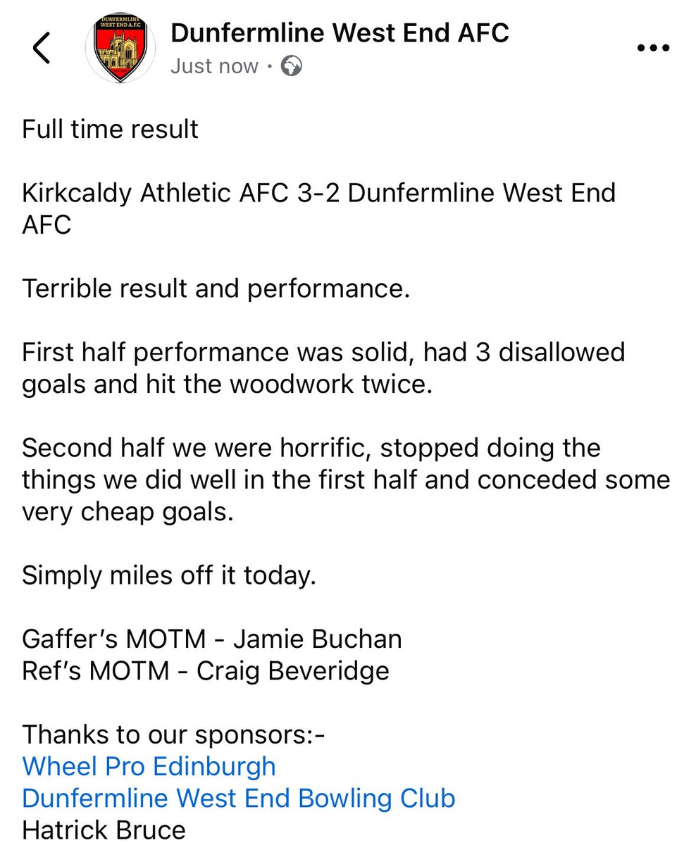 Dunfermline West End AFC tweet media