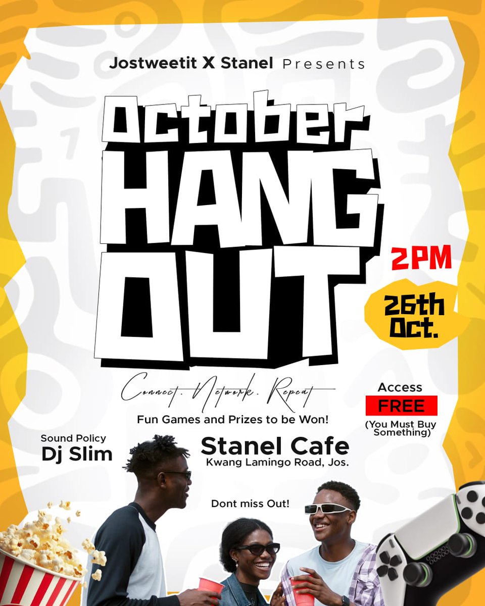 It's OCTOBER, again.

Let's hang out Ladies and Gentlemen.
This is an opportunity to meet the people on your timeline.

Stanel hosts us this time.
So many gifts to be won. 

Don't miss it!
Tell a friend to tell a friend.

Check the flyer for more details.