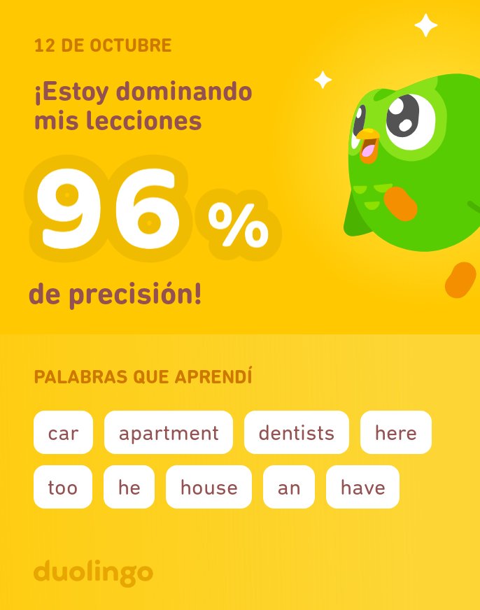 RuizLehi's tweet photo. ¡Estoy aprendiendo inglés en Duolingo! Es gratis, divertido y efectivo. https://t.co/RDPQKv8pIv