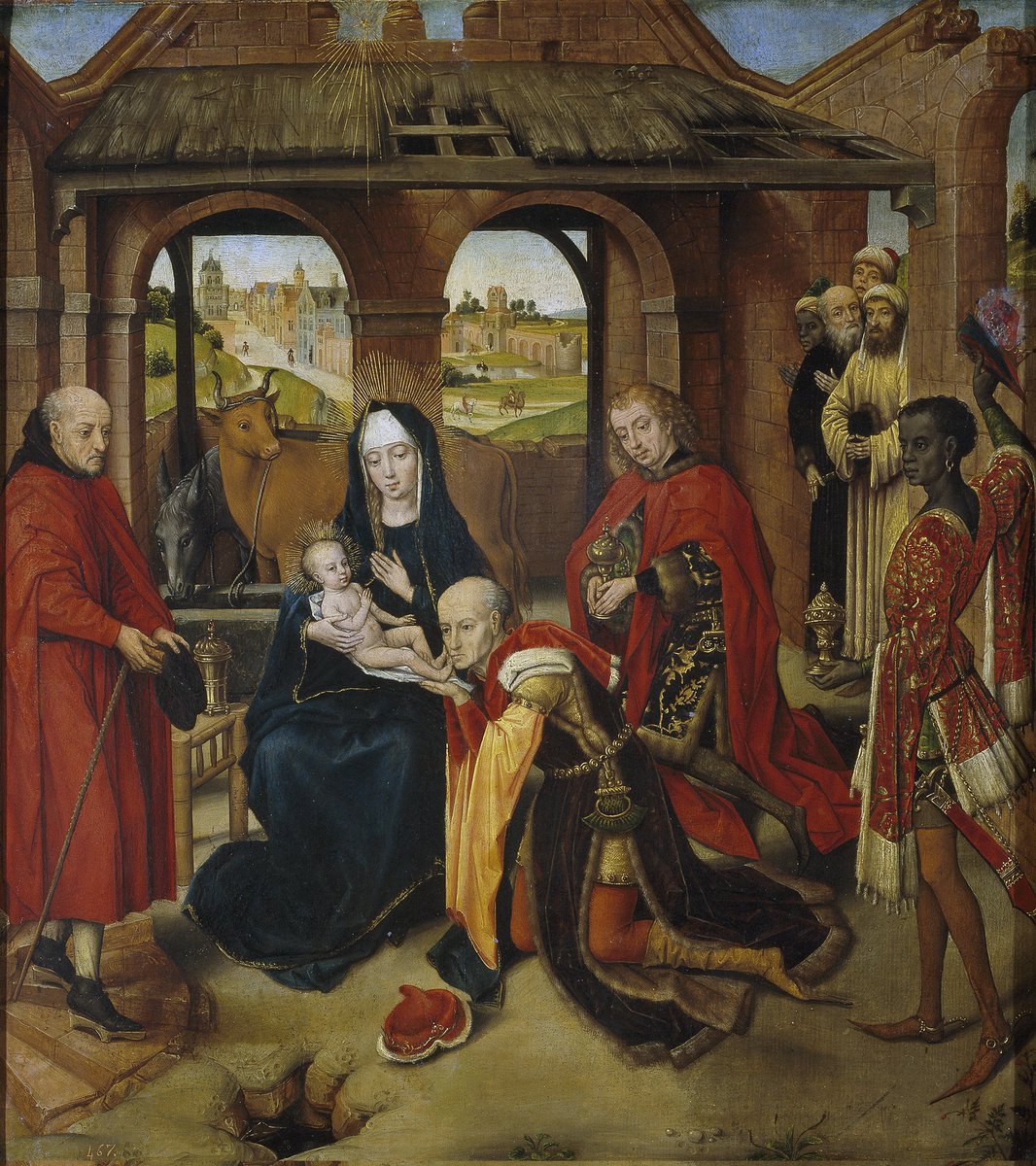 _altrevo's tweet photo. Hans Memling's "Adoration of the Magi" is a triptych painted around 1479-1480, housed in the Prado Museum . The central panel shows the Three Magi presenting gifts to the infant Jesus, with side panels depicting the Nativity and Presentation in the Temple.

#art #history #europe https://t.co/lN6VUjjpH0