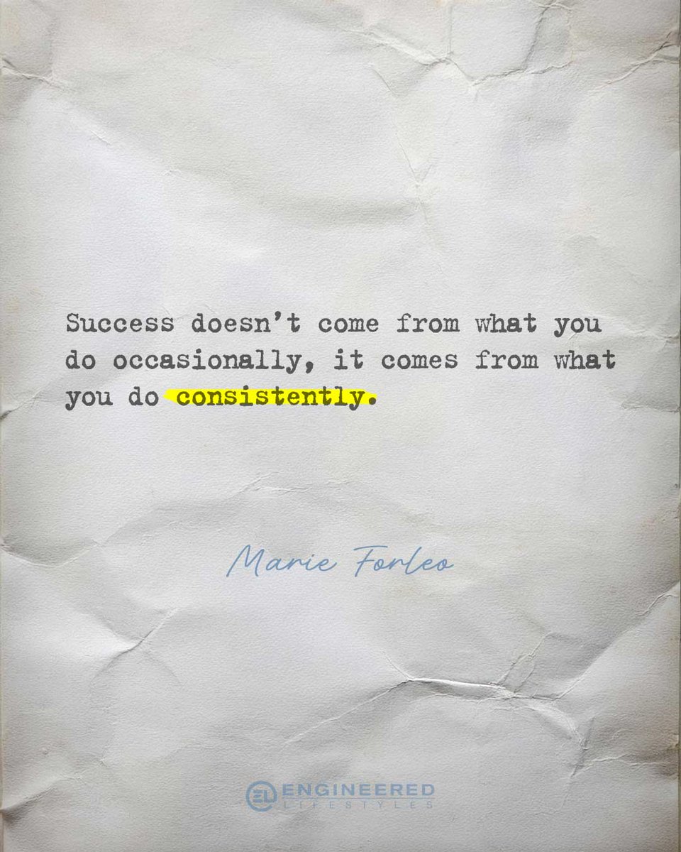 EngLifestyles's tweet image. “Success doesn’t come from what you do occasionally, it comes from what you do consistently.” ~ Marie Forleo
Consistency is your secret weapon and separates dreamers from doers.
#ConsistencyIsKey #EntrepreneurMindset #DailyHabits #SuccessDriven #MotivationForEntrepreneurs