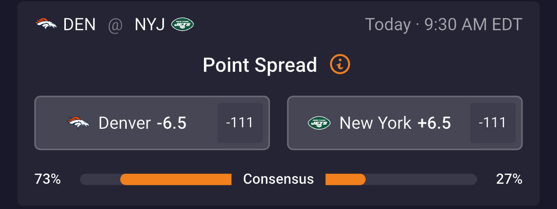 hottakes_app's tweet image. Wake up! Football is on with breakfast from London. 

App Spread: 
Broncos -6.5 vs Jets 

Can the Jets pull off the upset and get their first win? 

#LondonGames #NFLPlus