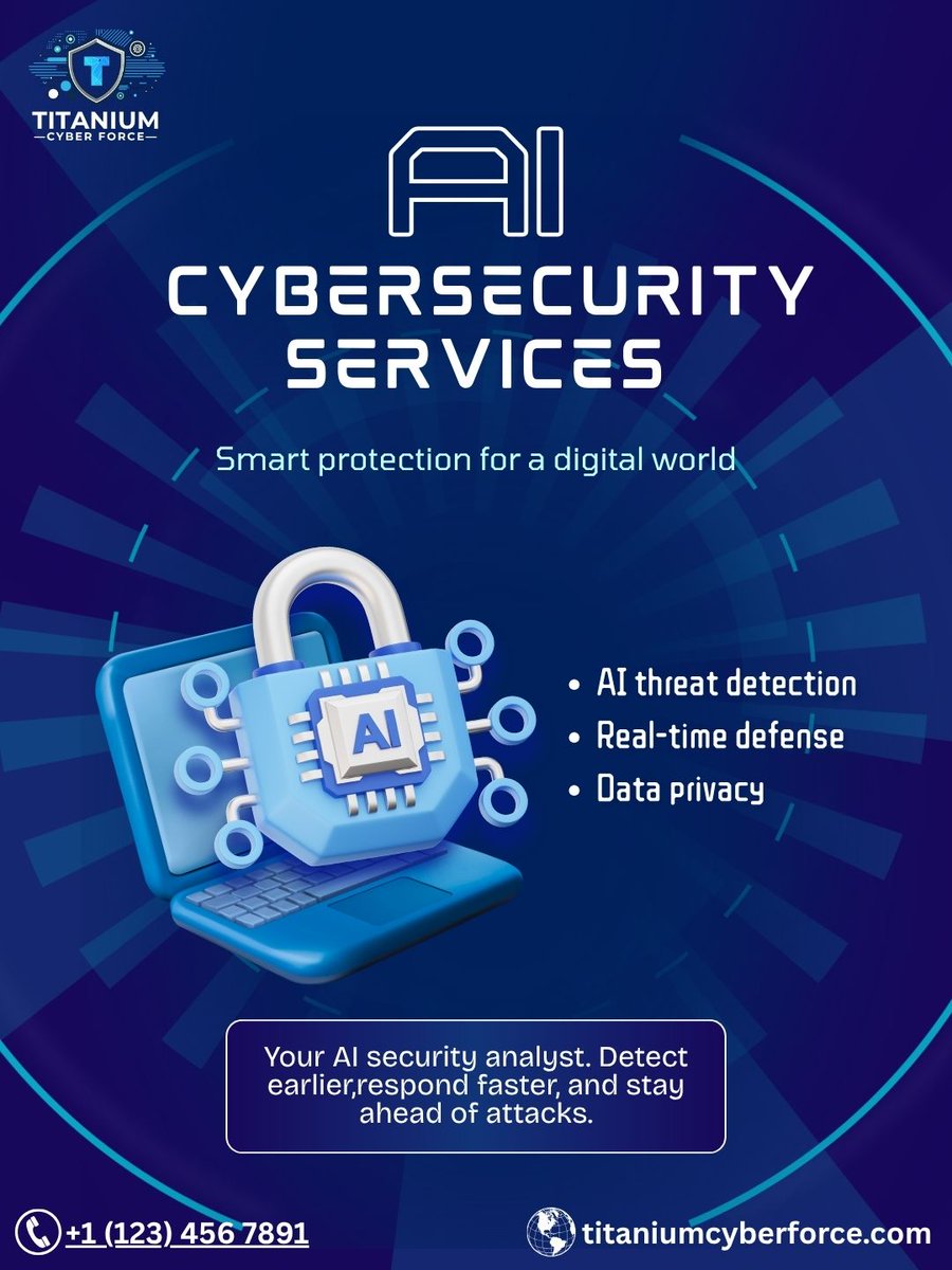 CyberTitanium's tweet image. AI that defends at the speed of threat. Titanium Cyber Force AI delivers faster detection, smarter response, and stronger protection.
🔐 Learn more: titaniumcyberforce.com/titanium-cyber…
 #CyberAnalyst #AICybersecurity #DigitalProtection #AIThreatDetection #DataPrivacy #CyberDefense