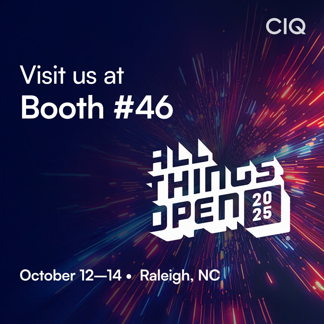 CtrlIQ's tweet image. We're at All Things Open.
Stop by to chat with our team, including Head of Open Source Chris Short & Principal Systems Engineer Michael Young. Whether you want to talk about open source & Linux or just grab some swag, we'd love to see you.
#AllThingsOpen #OpenSource