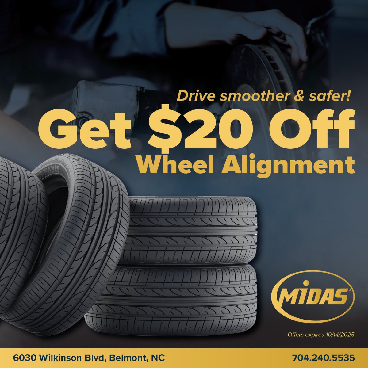 midasbelmontnc's tweet image. 🚙 Keep your tires lasting longer—take $20 Off Wheel Alignment.
📅 Expires: 10/14/2025

📍 Call us: 704.240.5535
🔗 Visit: midastireandauto.com

#Midas #BelmontNC #WheelAlignment #AutoService