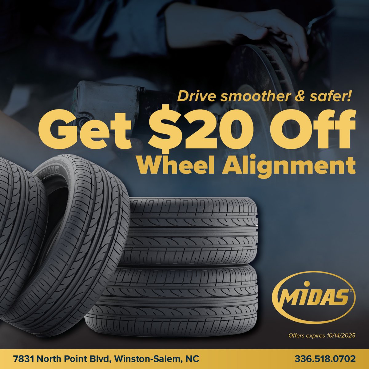 midaswinstonnc's tweet image. ⚙️ Drive smoother &amp;amp; safer! Get $20 Off Wheel Alignment.
📅 Expires: 10/14/2025

📍 Call us: 336.518.0702
🔗 Visit: midastireandauto.com

#Midas #WinstonSalemNC #WheelAlignment #CarCare