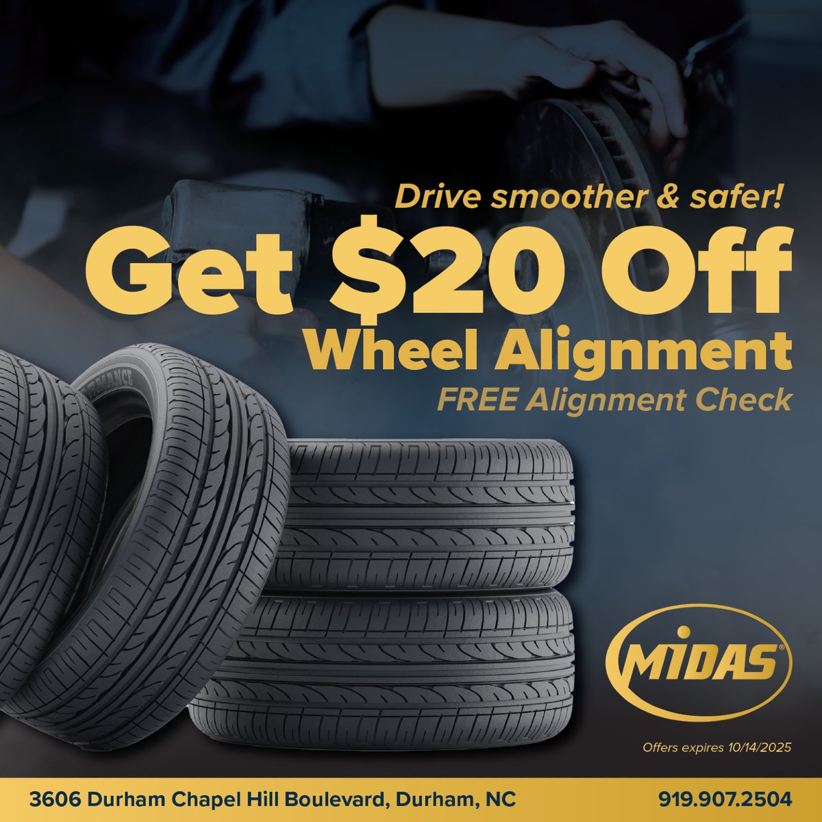 midasdurhamnc's tweet image. Extra alignment value:
➡️ $20 Off Wheel Alignment
➡️ FREE Alignment Check
📅 Both expire: 10/14/2025

📍 Call us: 919.907.2504
🔗 Visit: midastireandauto.com

#Midas #DurhamNC #WheelAlignment #CarCare