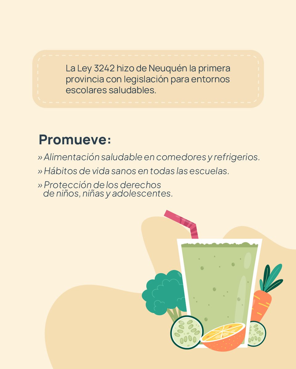 🥕 Semana de los Entornos Escolares Saludables. Del 14 al 18 de octubre promovemos acciones para fortalecer la alimentación y los hábitos saludables en las escuelas de la provincia.

#NeuquénCambiaParaVos