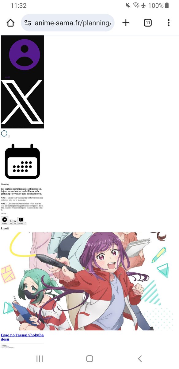 Doudou1355's tweet photo. Bonjour, @Anime_SamaFR 
Quand je vais sur le site, je le retrouve comme sa, vous avez une solution ? https://t.co/M68GEduqqg