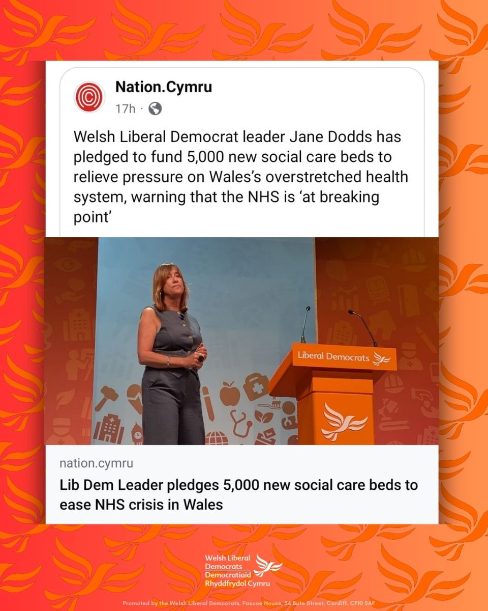 Welsh Liberal Democrats (@welshlibdems) on Twitter photo 5,000 new social care beds. 🏥 A bold move to relieve NHS pressure in Wales.
At conference in Wrexham, Jane Dodds pledged to fund them for as long as they’re needed; because people deserve the right care, in the right place, at the right time. 5,000 new social care beds. 🏥 A bold move to relieve NHS pressure in Wales.
At conference in Wrexham, Jane Dodds pledged to fund them for as long as they’re needed; because people deserve the right care, in the right place, at the right time.