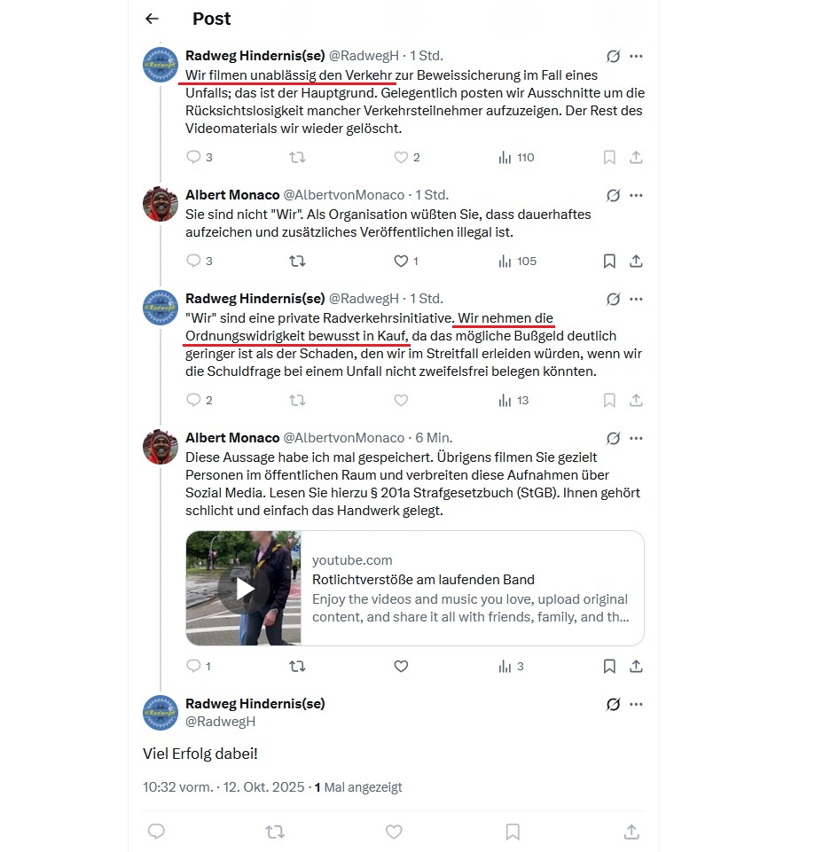 Kennen Sie schon den Account von <a href="/RadwegH/">Radweg Hindernis(se)</a>? Gibt es auf X einen Rechtsanwalt der sein Rechtsverständnis und die SocialMedia-Kanäle des Betreibers beurteilen kann?