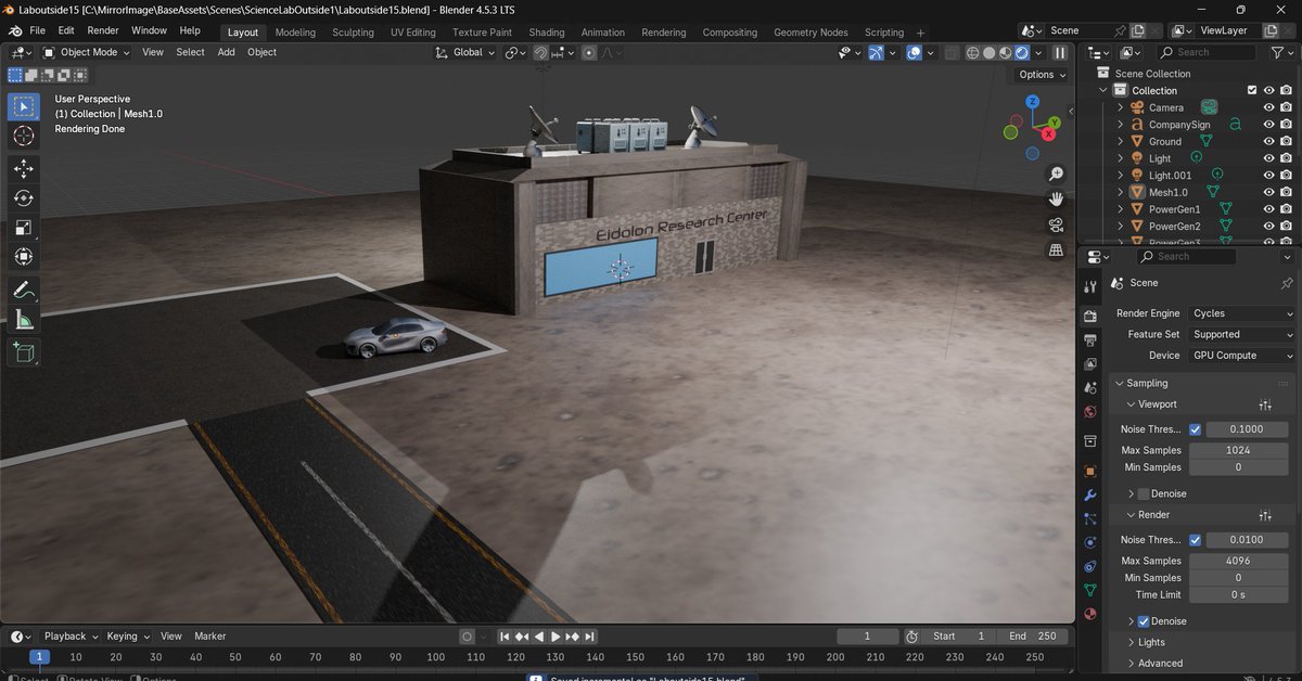 Q3DDeveloper's tweet image. Added the player's car he arrieves in, along with a small car park area. #gamedev #indiedev