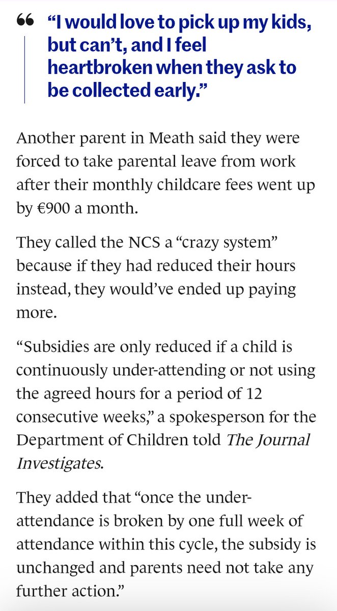 Our "childcare" system &amp; funding model is broken. The government/ <a href="/DeptCDE/">Department of Children, Disability and Equality</a> keep defending it despite overwhelming agreement that it's failing children, families, educators &amp; services. We have one review that was whitewashed by the dept. <a href="/ConorOCarroll3/">Conor O'Carroll</a>  thejournal.ie/investigates-c…