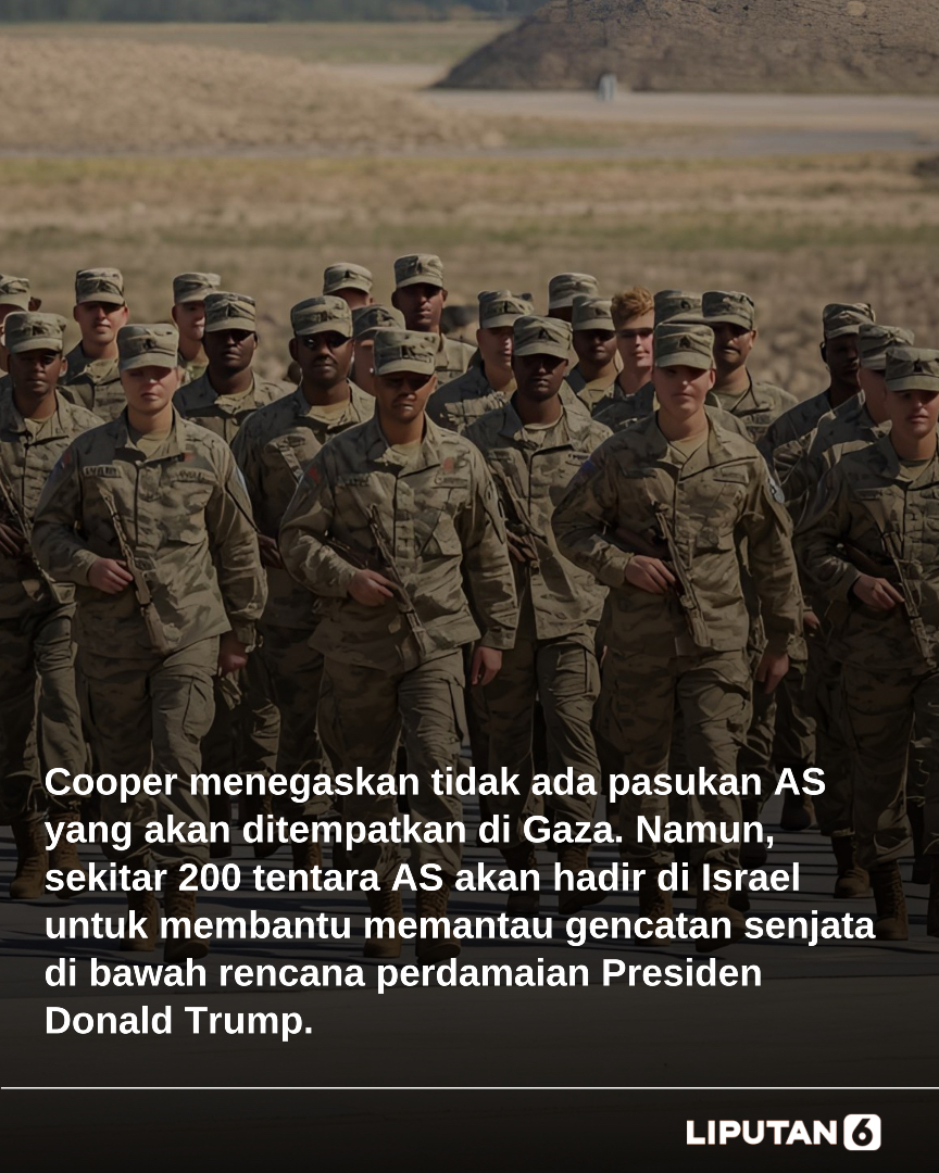 liputan6dotcom's tweet image. Kunjungan Laksamana Brad Cooper ke Gaza untuk dukung stabilisasi pasca konflik. Dipastikan tidak ada pasukan AS yang akan dikerahkan di Gaza, hanya koordinasi bersama pasukan multinasional demi perdamaian kawasan. Upaya besar tanpa jejak pasukan AS di Gaza. 

#BradCooper #CENTCOM…