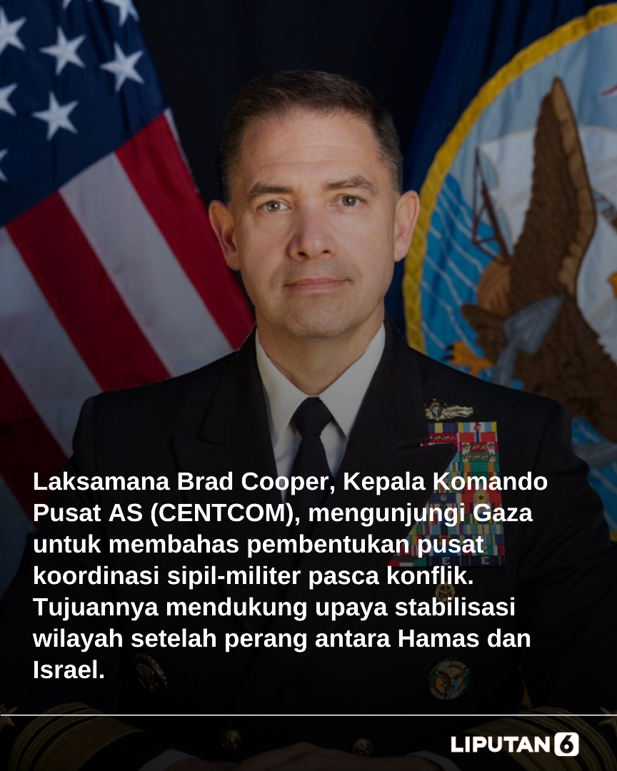 liputan6dotcom's tweet image. Kunjungan Laksamana Brad Cooper ke Gaza untuk dukung stabilisasi pasca konflik. Dipastikan tidak ada pasukan AS yang akan dikerahkan di Gaza, hanya koordinasi bersama pasukan multinasional demi perdamaian kawasan. Upaya besar tanpa jejak pasukan AS di Gaza. 

#BradCooper #CENTCOM…