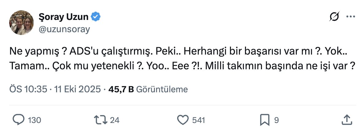 Ceyhun Fersoy'la program ve dostluk yapacak kadar kendine saygısı olmayan, kendine "profesyonel spor yorumcusu" diyen birine cevap vermeye gerek var mı bilmiyorum ama bu had bilmezliğe de birilerinin susmaması gerekiyor. Sonra ortamı boş bulup böyle konuşup duruyorlar işte...